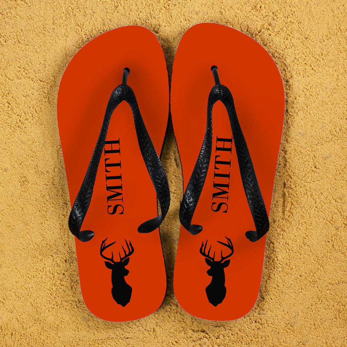 Stag Design Personalised Flip Flops in Orange - treat-republic