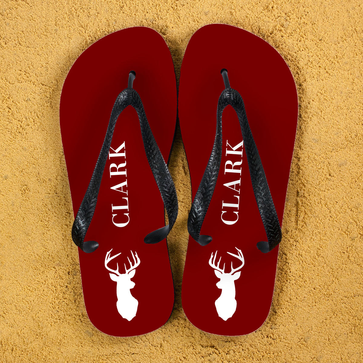 Stag Design Personalised Flip Flops in Red - treat-republic