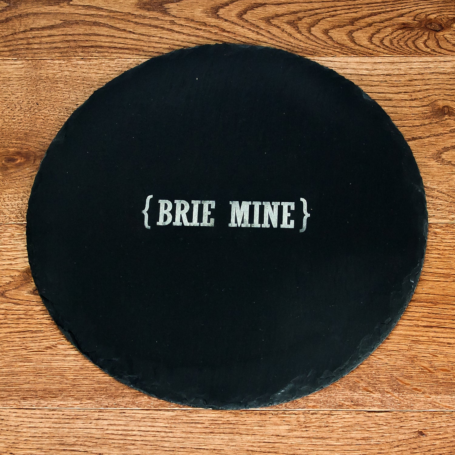 Open Personalisation Swirl Brackets Round Slate Cheese Board - treat-republic