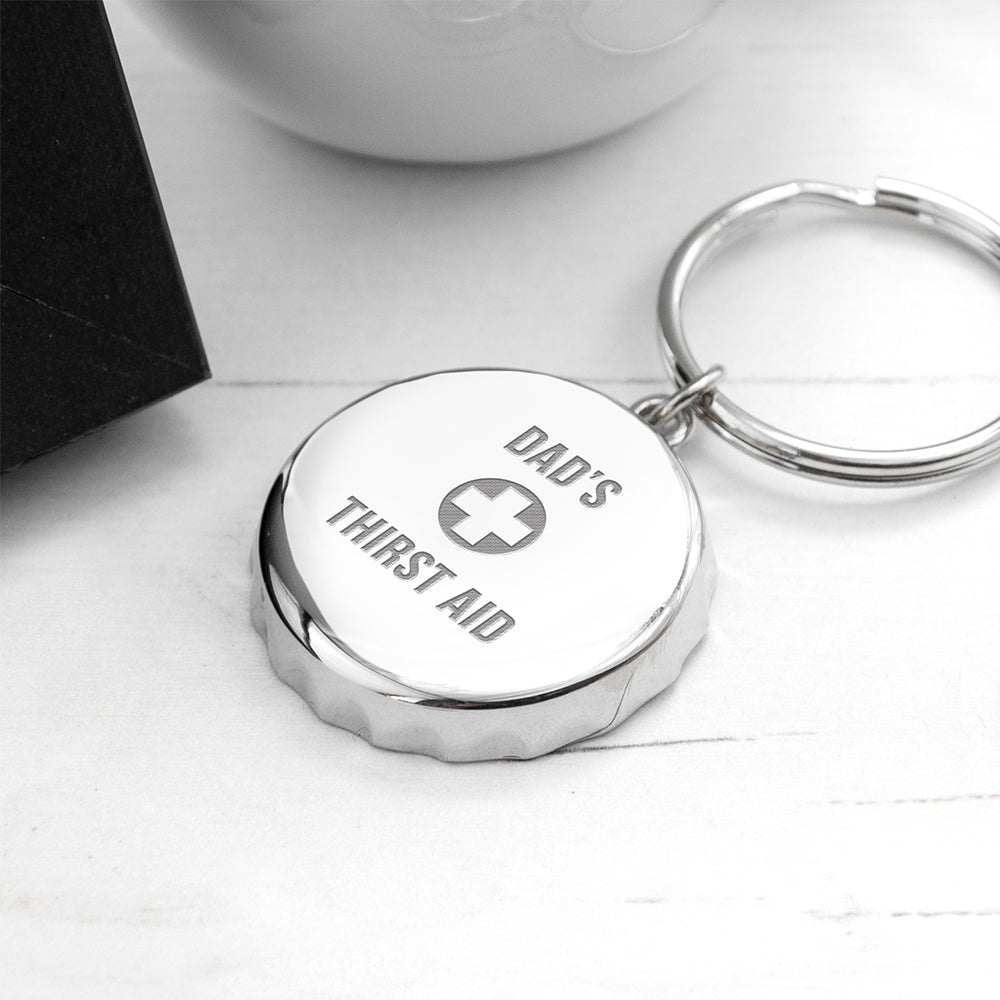 Personalised Thirst Aid Bottle Opener Keyring - treat-republic