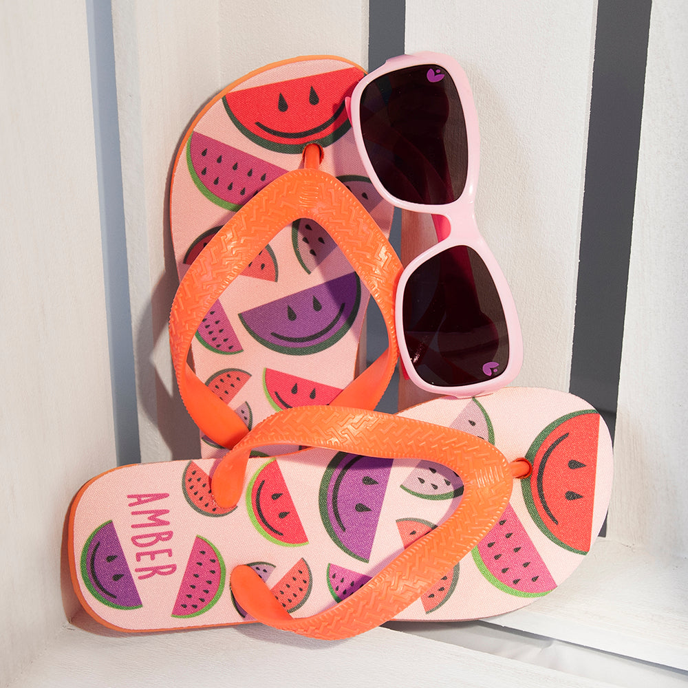 Wild Watermelon Child's Personalised Flip Flops - treat-republic