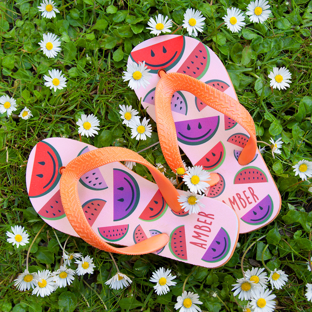 Wild Watermelon Child's Personalised Flip Flops - treat-republic