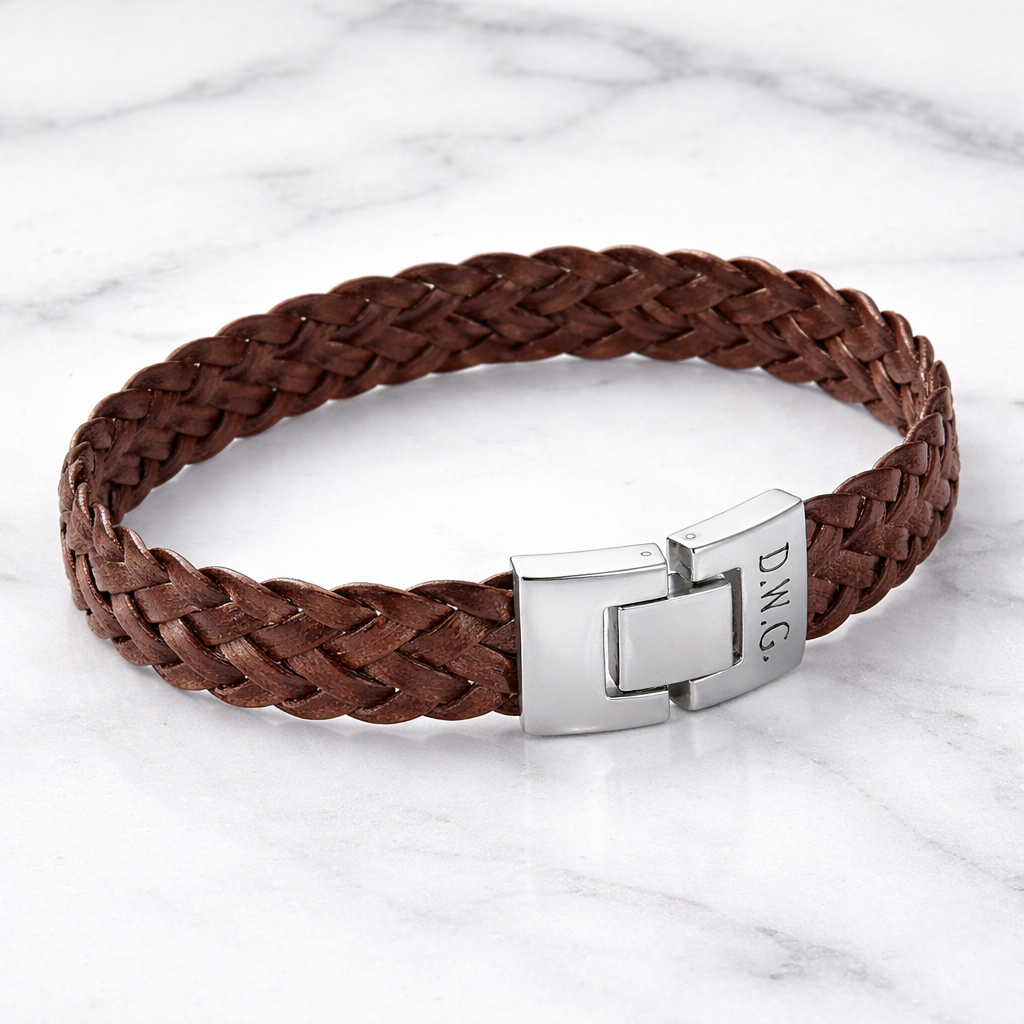 Personalised Luxury Woven Soft Leather Bracelet
