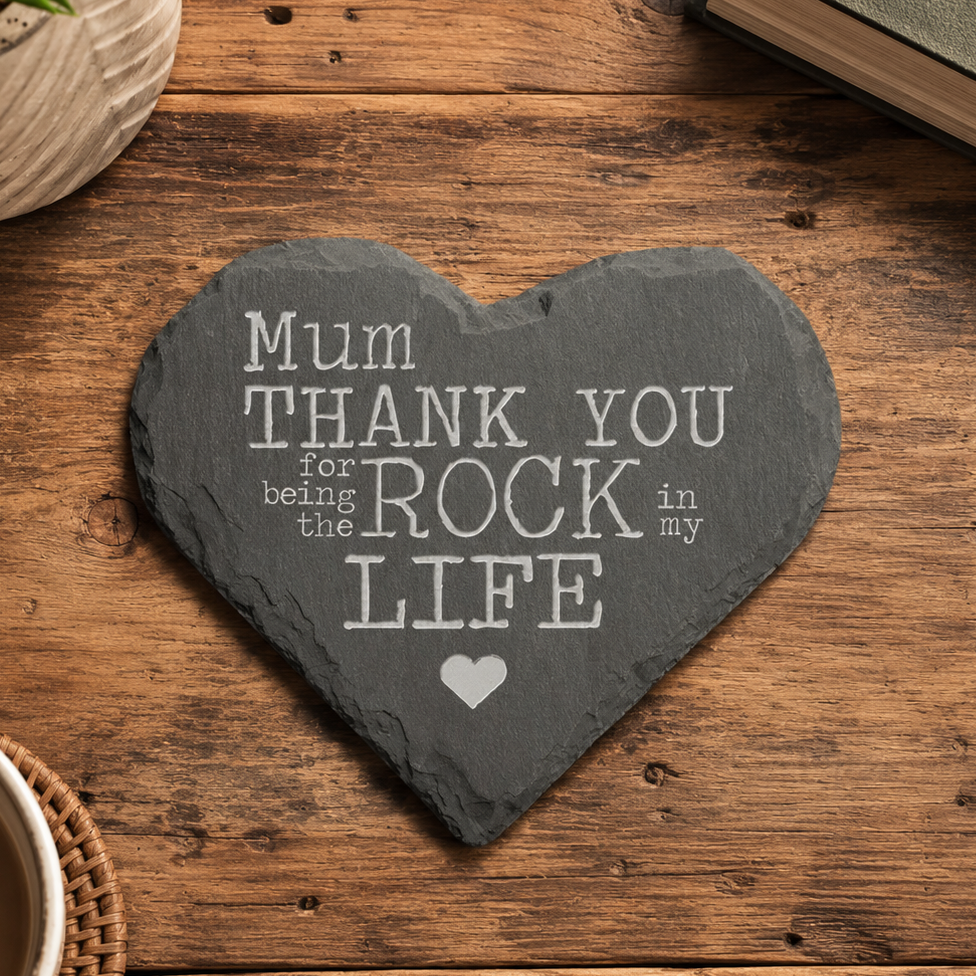 Personalised My Rock Slate Heart Keepsake Coaster