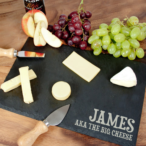 Personalised Big Cheese Rustic Slate Cheese Board