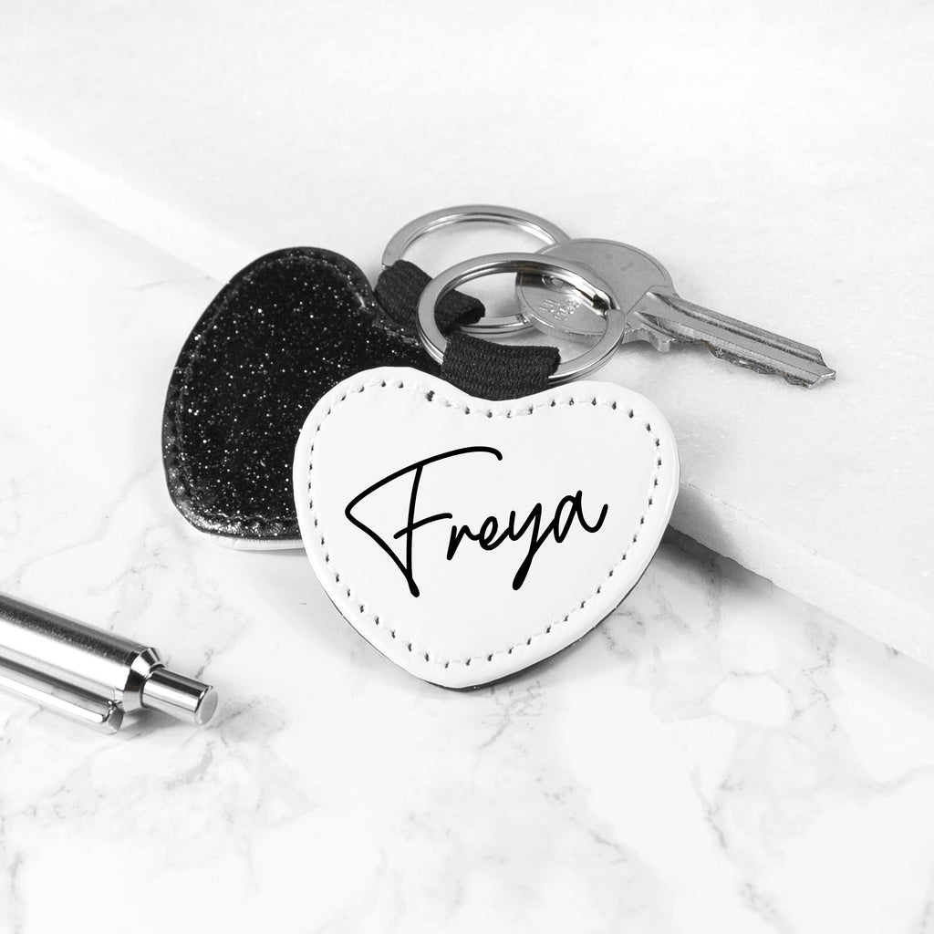 Personalised Glitter Heart Keyring