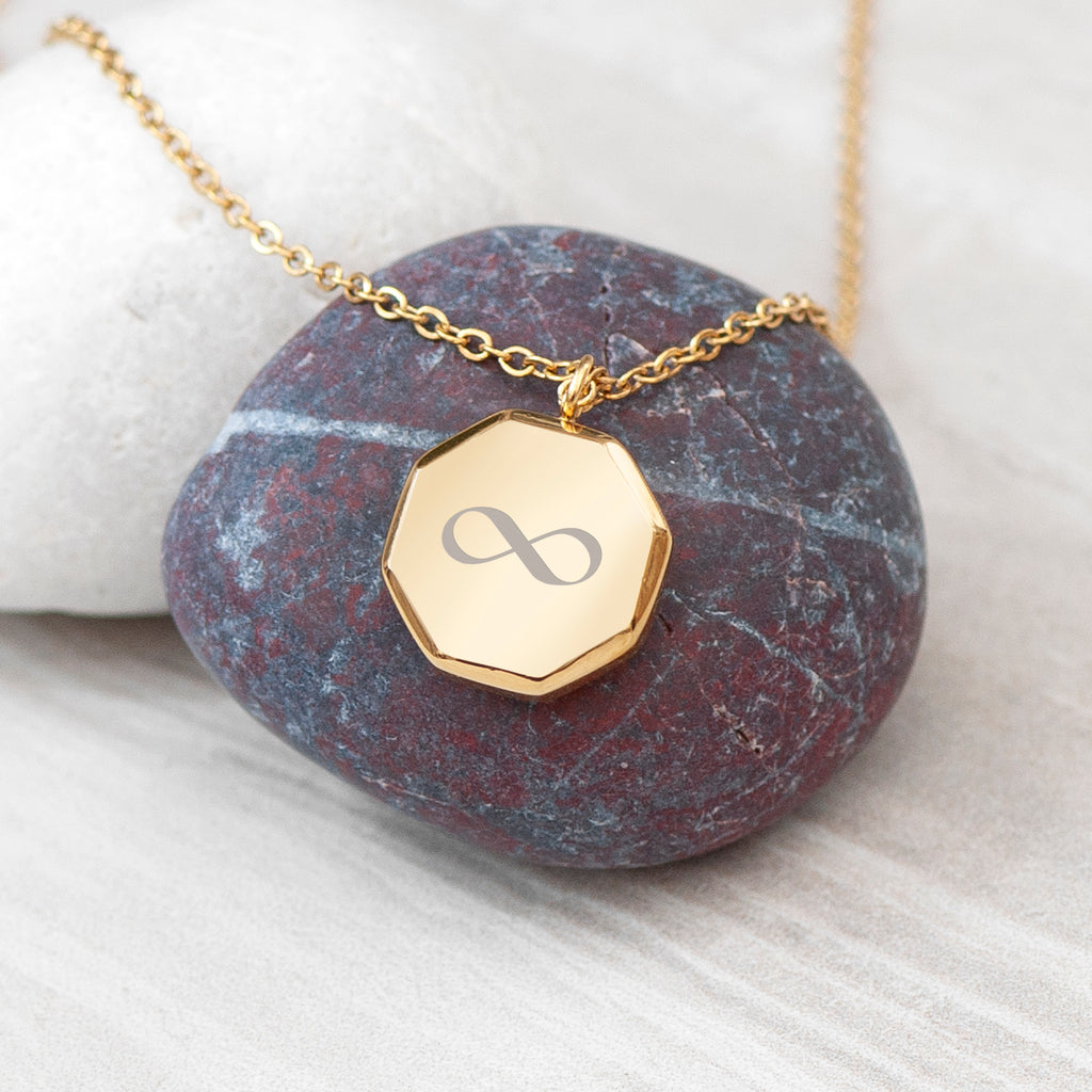 Personalised Men's Gold Infinity Octagon Pendant Necklace