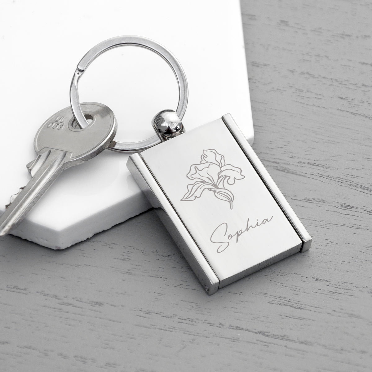 Frame For Key Rings Personalised Birth Flower Frame Keyring | Keepsakes | Treat Republic