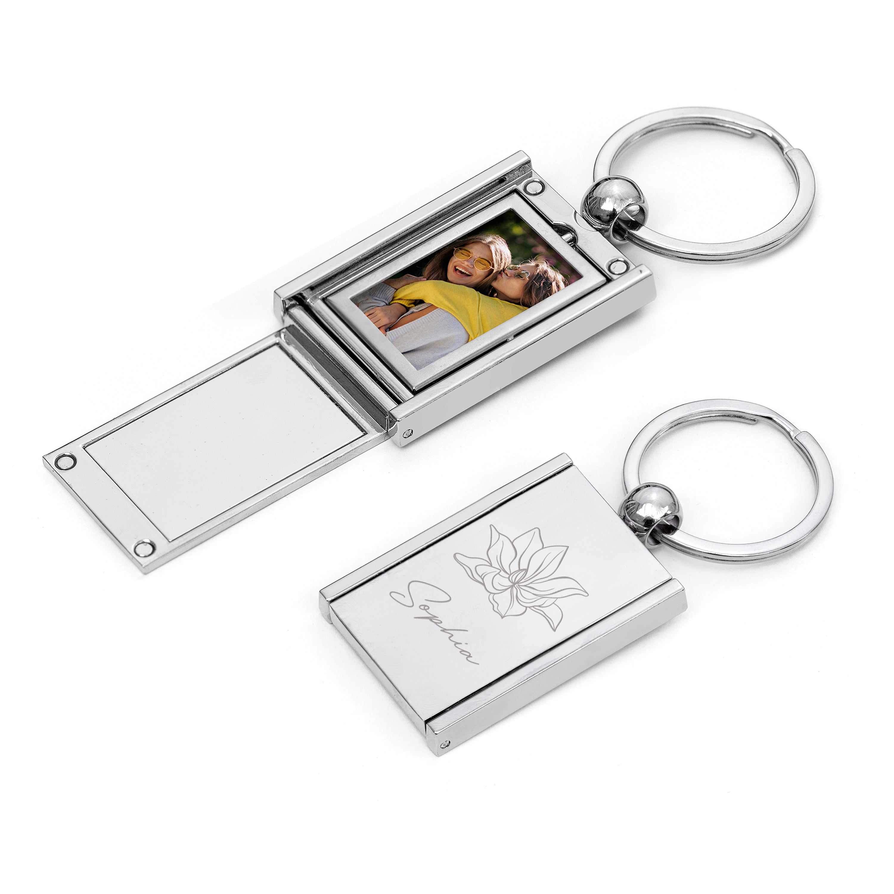Personalised Birth Flower Frame Keyring | Keepsakes | Treat Republic