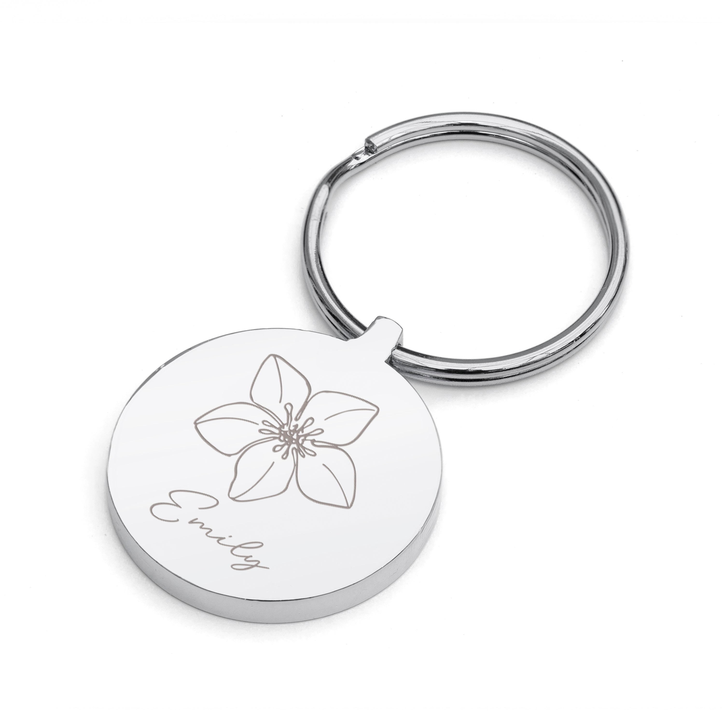 Personalised Round Birth Flower Keyring | Keepsake | Birthdays | Treat ...