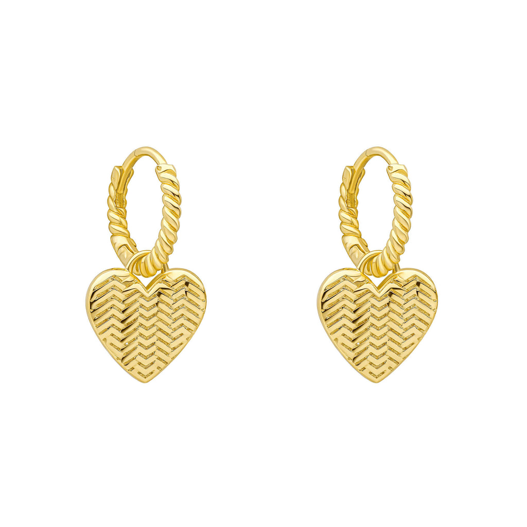 Laura Ashley Gold Plated Sterling Silver Woven Heart Hoop Earrings