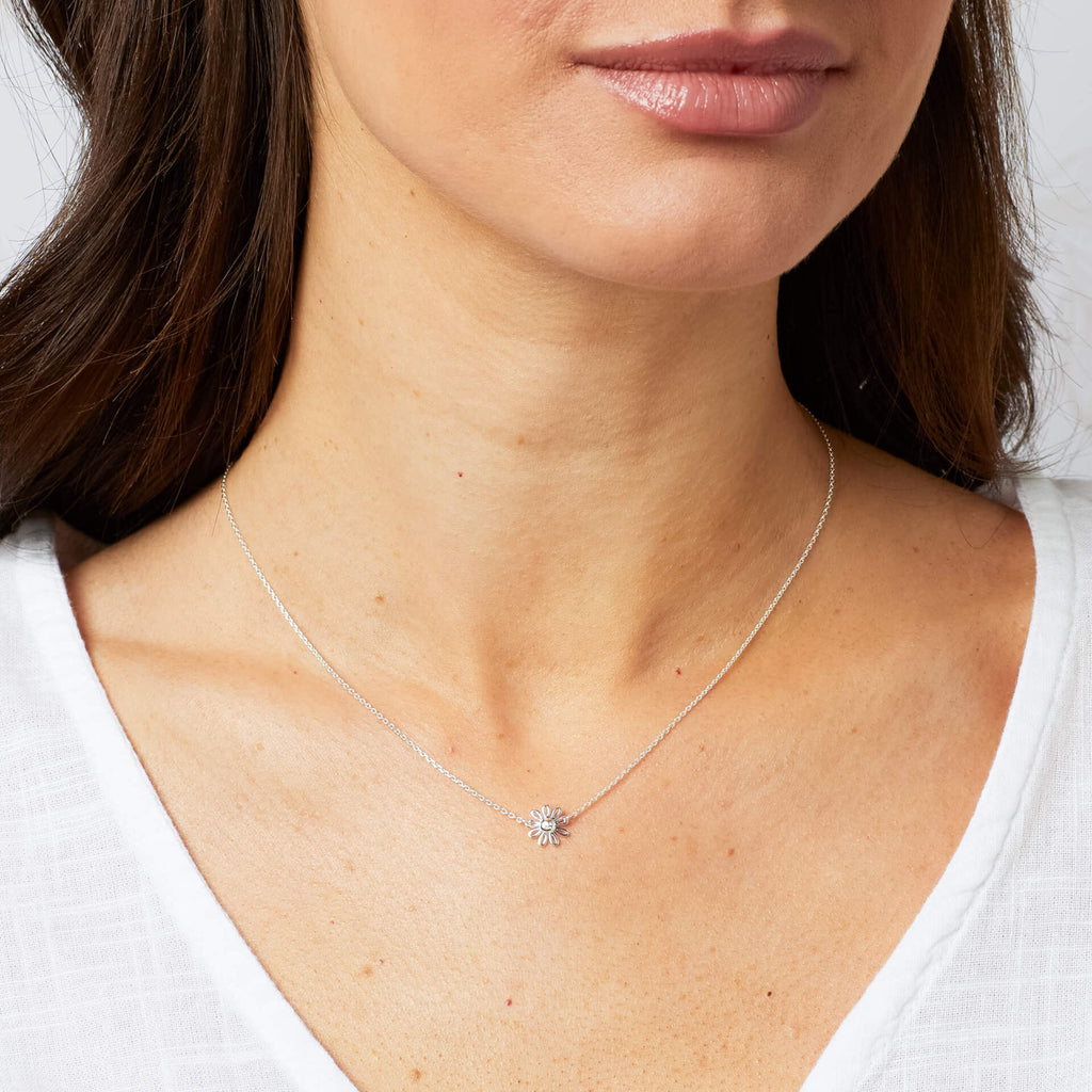 Laura Ashley Sterling Silver Daisy Gemstone Necklace