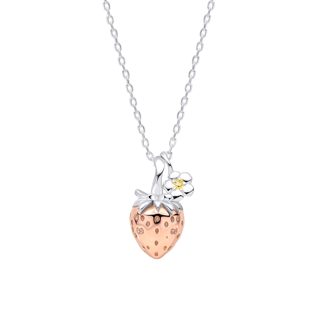 Laura Ashley Rose Gold Strawberry Sterling Silver Necklace