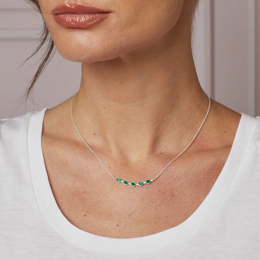 Laura Ashley Sterling Silver Semi Precious Stone and Crystal Necklace