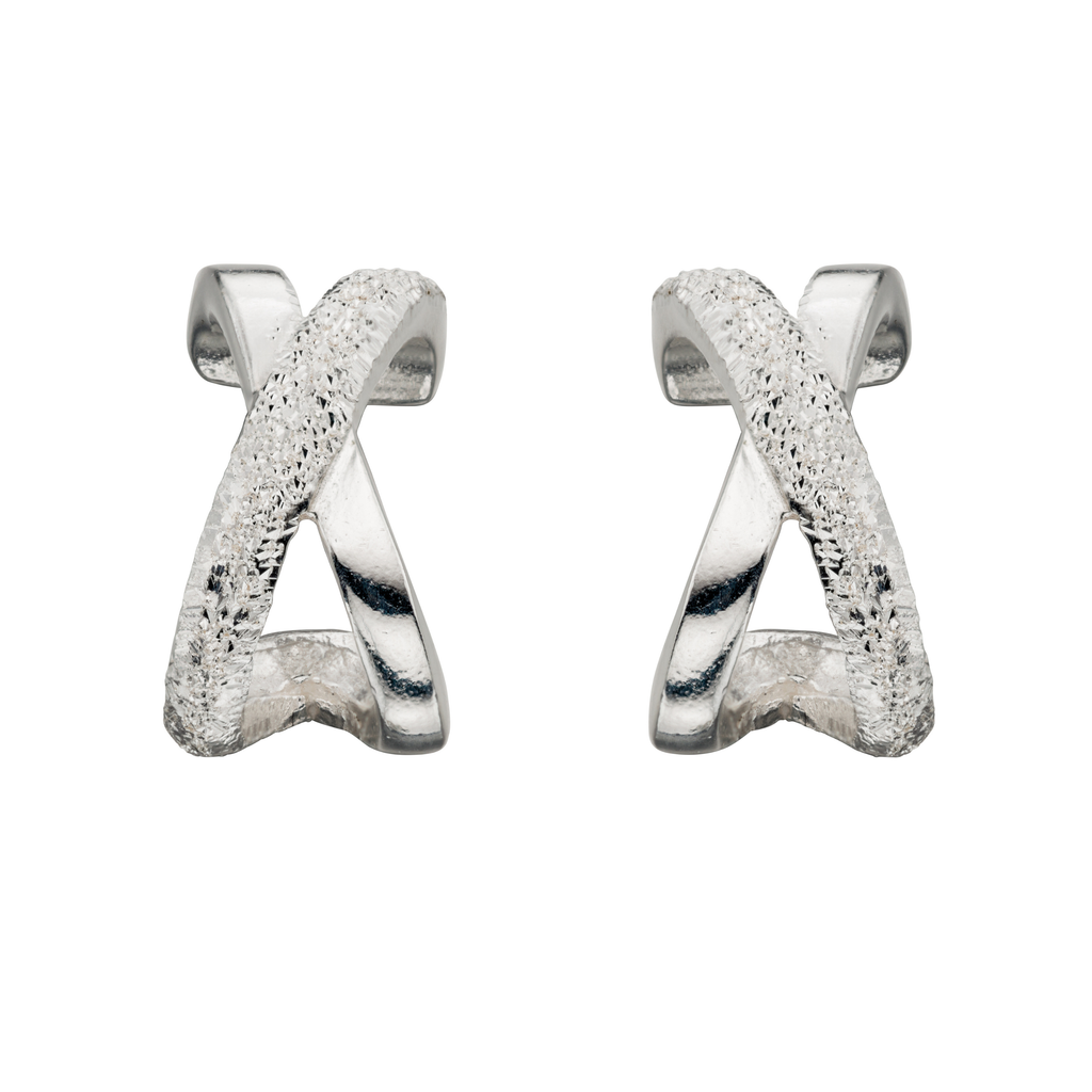Sterling Silver Kiss Cross Huggie Earrings