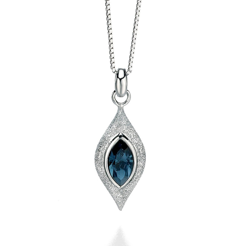 Sterling Silver and Blue Topaz Crystal Pendant Necklace