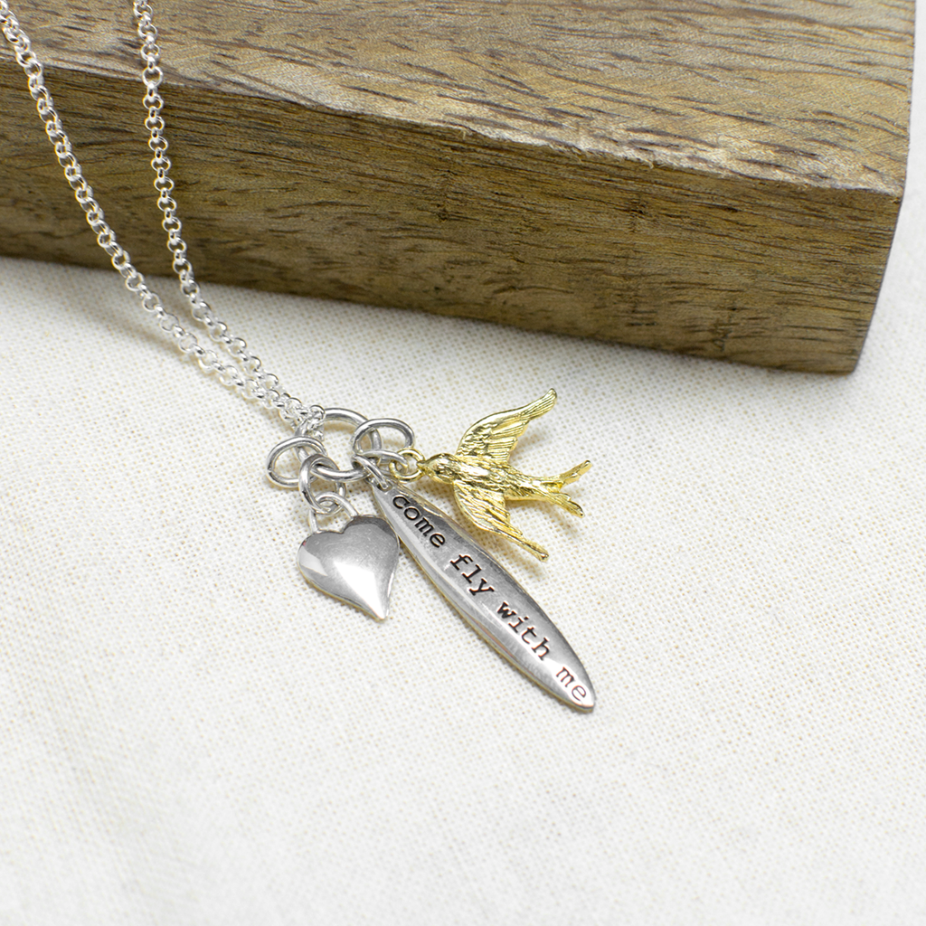 Sterling Silver Come Fly With Me Charms Necklace