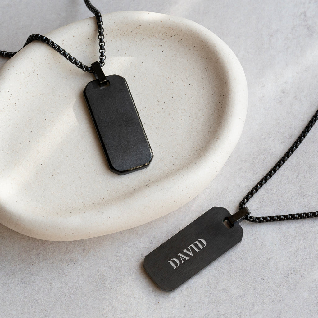 Personalised Men's Gunmetal Dog Tag Necklace