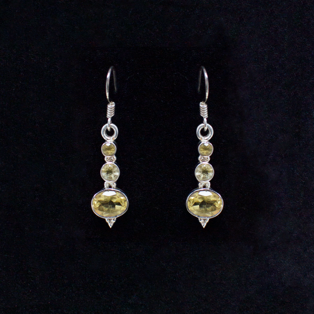 Sterling Silver and Citrine Crystal Drop Earrings