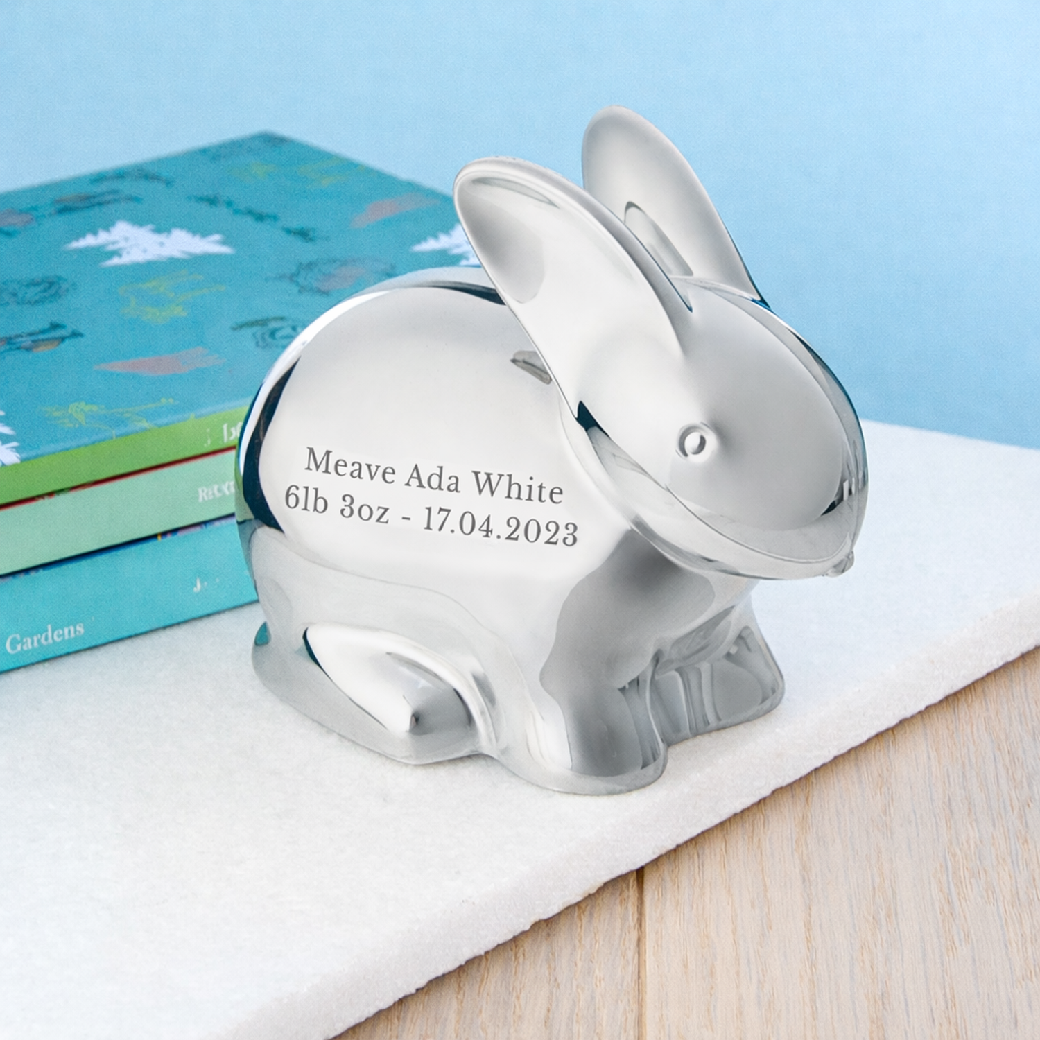 Sooty Rabbit Money Box Personalised Silver Plated Rabbit Money Box | Treat Republic