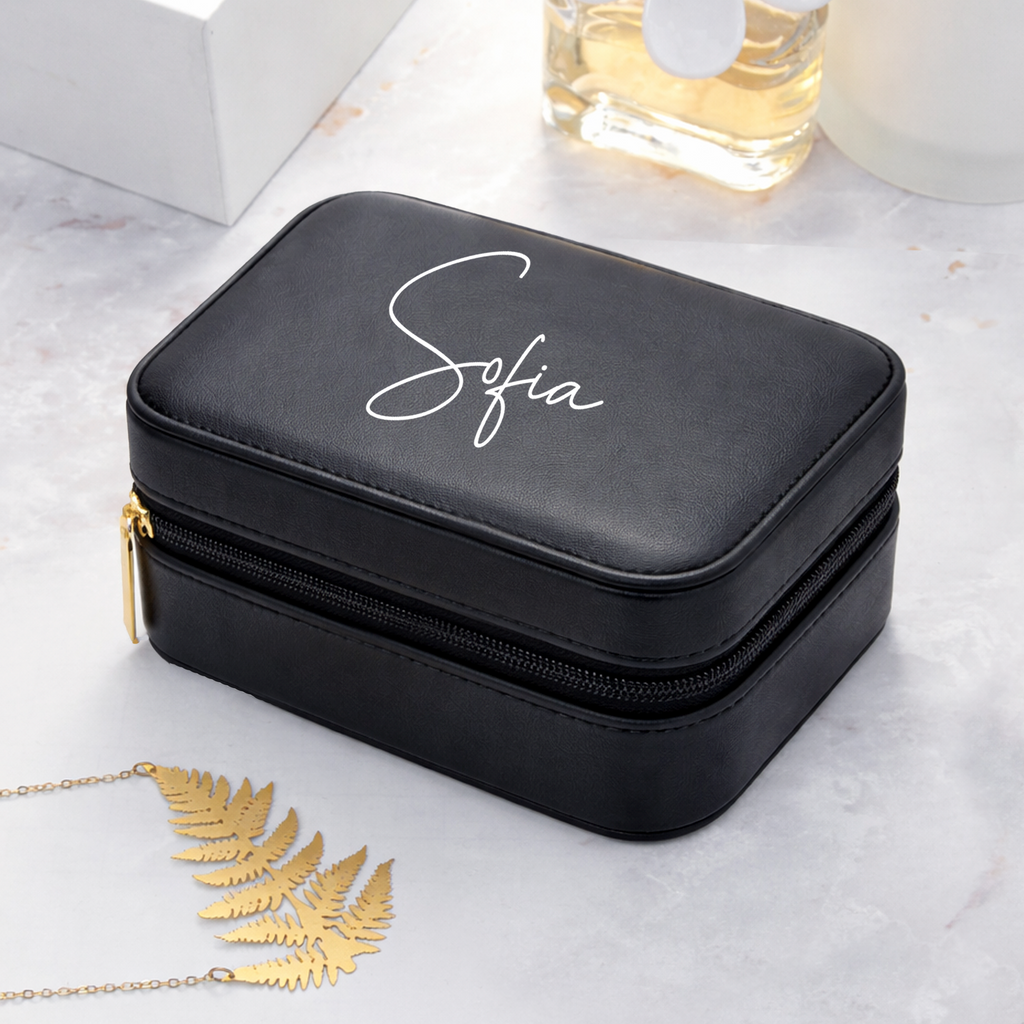 Personalised Black Leatherette Jewellery Box