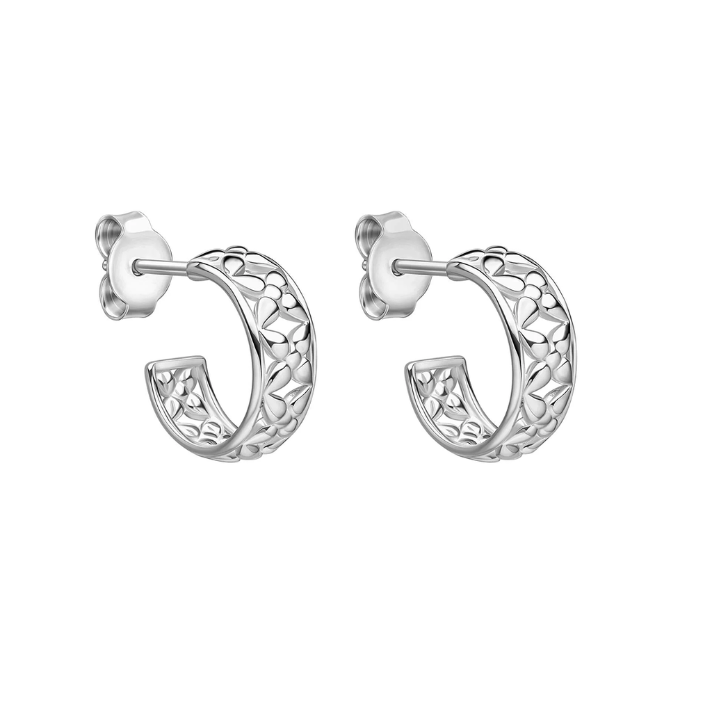 Laura Ashley Sterling Silver Floral Filigree Hoop Earrings