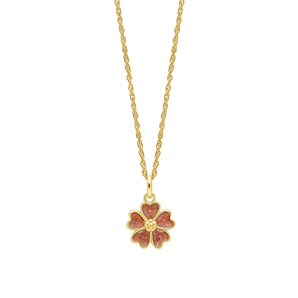 Laura Ashley Gold Plated Sterling Silver Guilloche Flower Pendant Necklace