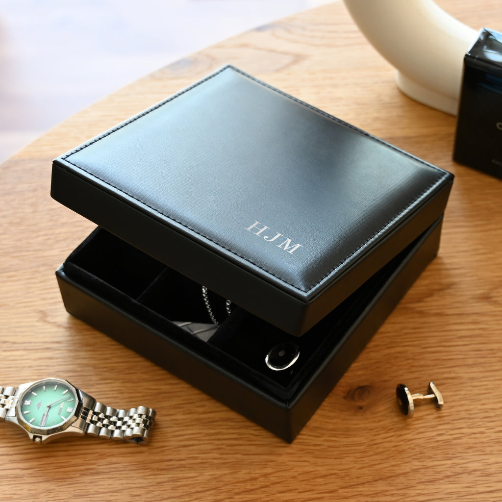 Personalised Classic Black Square Jewellery Box