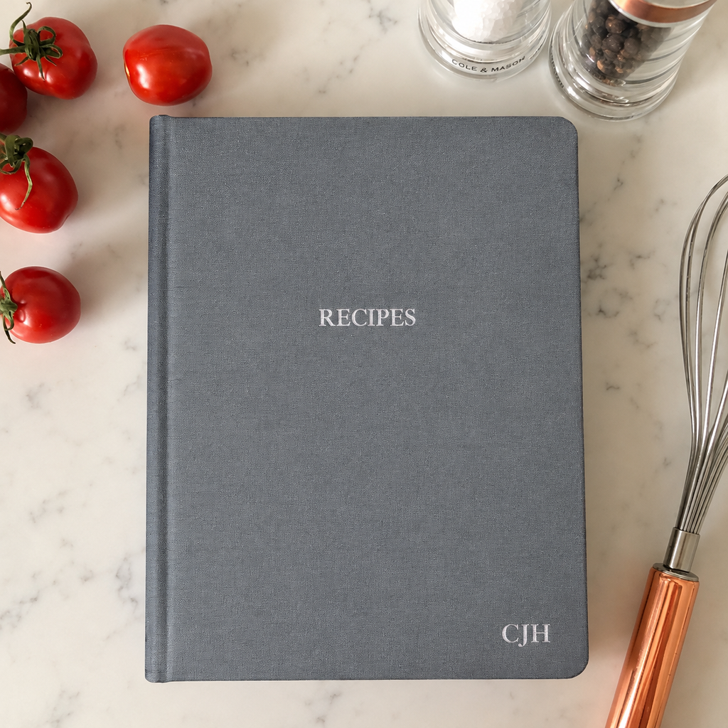 Personalised Hand Bound Buckram Recipe Journal