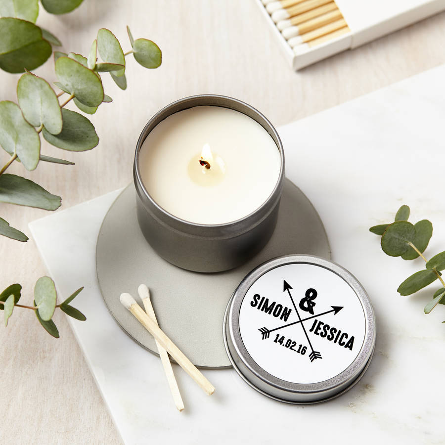 Personalised Couple's Arrows Scented Soy Candle