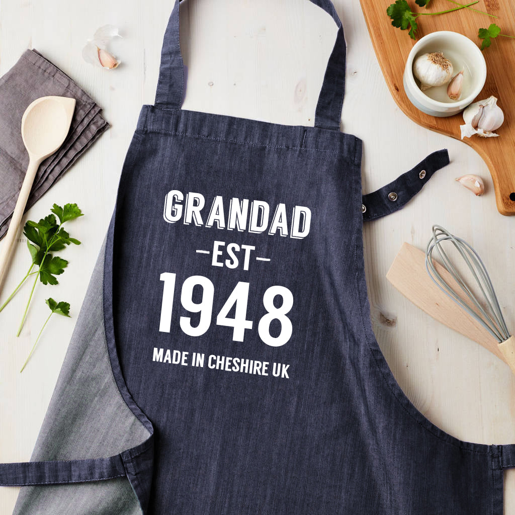 Personalised Blue Denim Established Year Apron