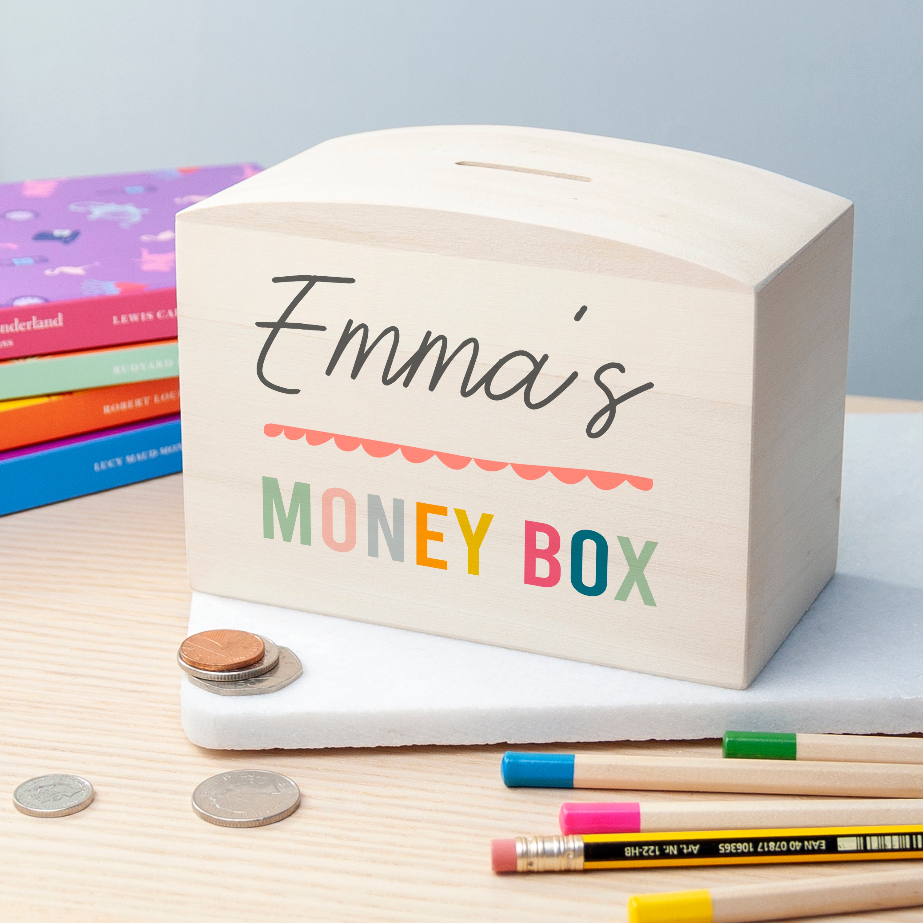 Personalised Colourful Money Box | Gifts for Kids | Keepsake | Treat ...