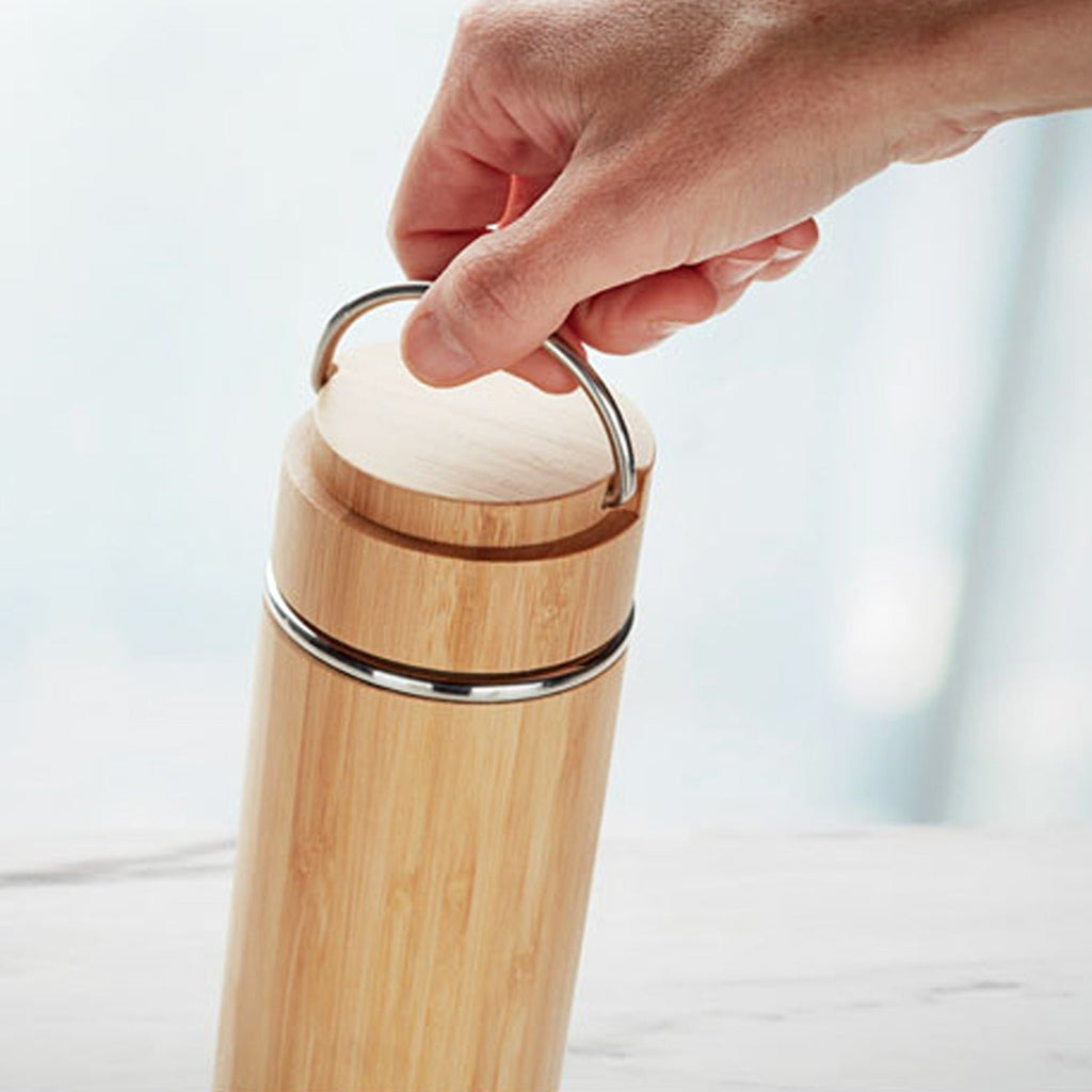 Insulated Bamboo Vacuum Flask with Tea Infuser
