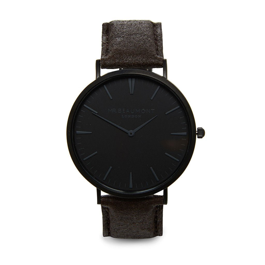 Personalised Men's Vegan Leather Watch in Brown with Black Dial - treat-republic