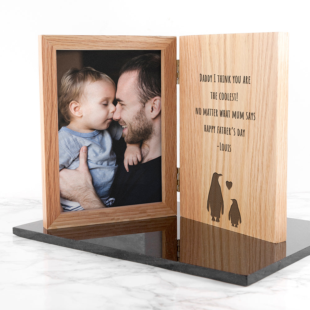 Engraved Father's Day Penguin Book Photo Frame - treat-republic