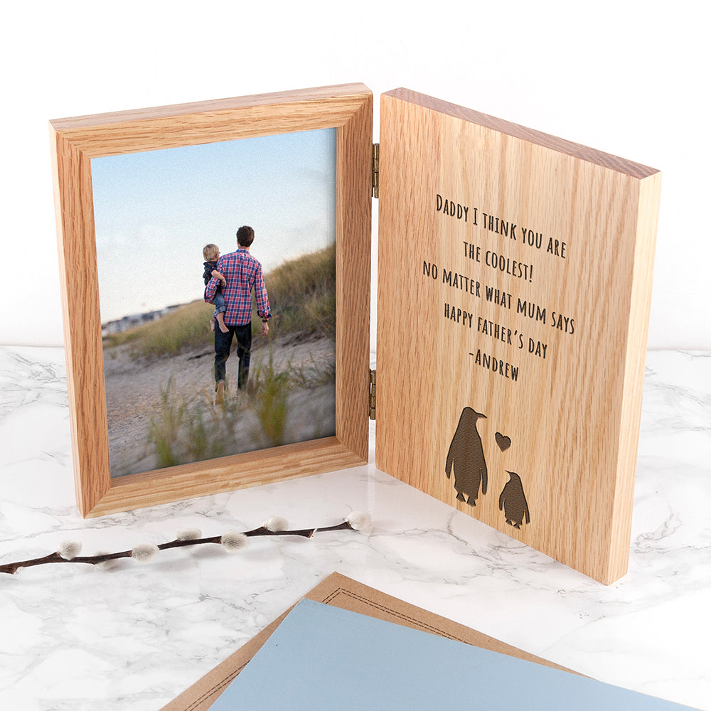 Engraved Father's Day Penguin Book Photo Frame - treat-republic