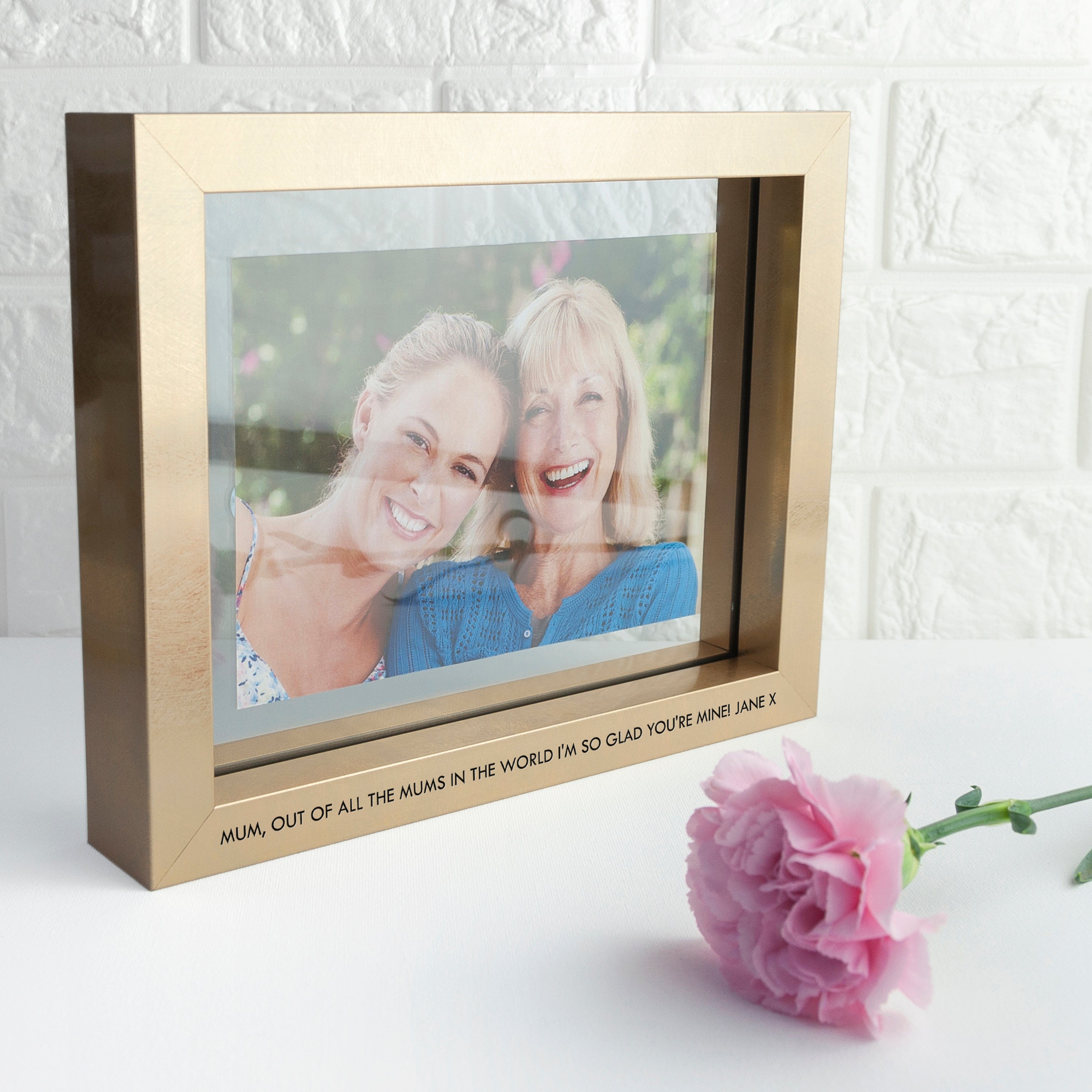 Photo Frame Gold Thing Personalised Metallic Gold Floating Photo Frame – Treat Republic