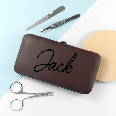 Personalised 7 Piece Manicure Set in Brown