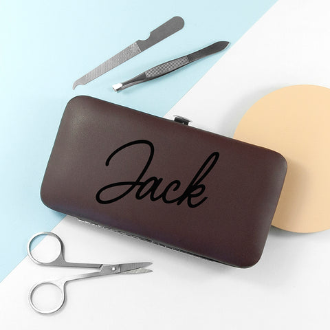 Personalised 7 Piece Manicure Set - Brown