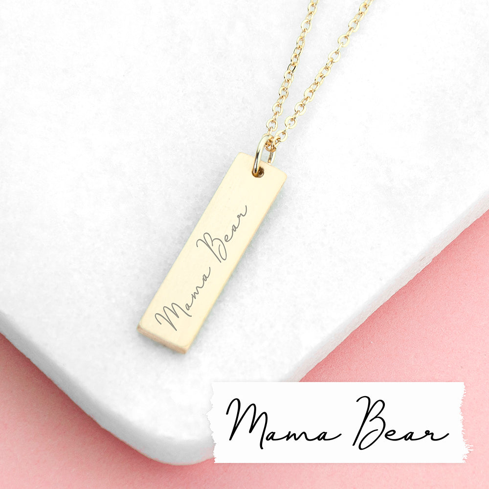 Personalised 'I Love You' Real Handwriting Bar Necklace