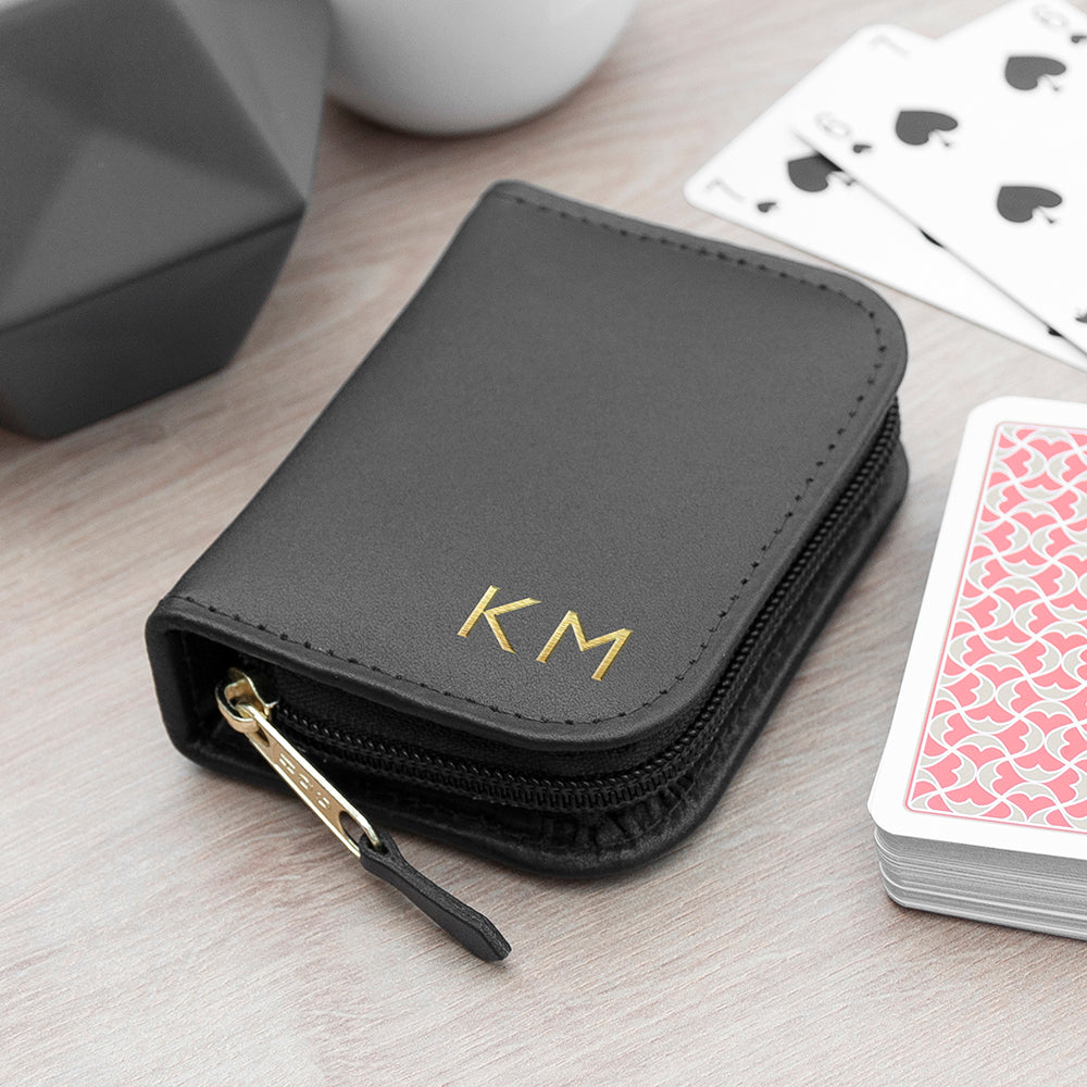 Personalised Leather Playing Cards Case