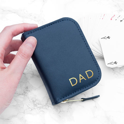Personalised Leather Single Playing Cards Case