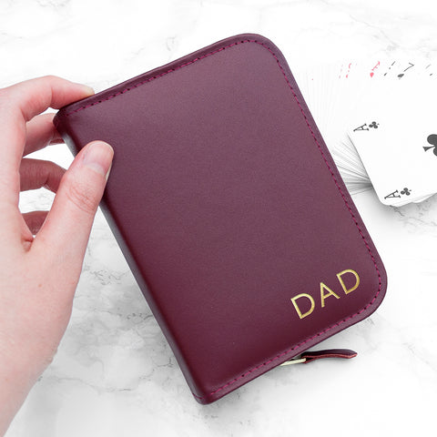 Personalised Leather Double Playing Cards Case