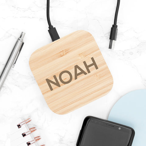 Personalised Bamboo Wireless Charging Pad