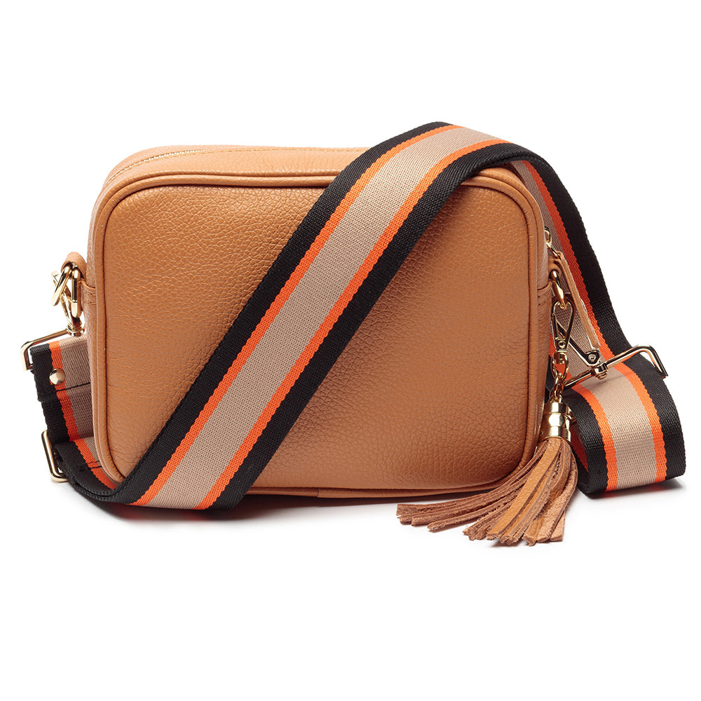 Personalised Elie Beaumont Cross Body Tan Leather Bag with Choice of Strap