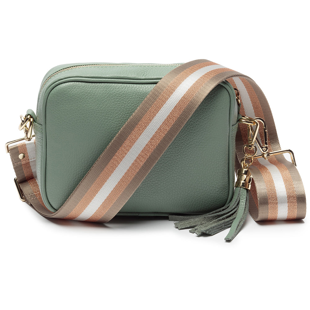 Personalised Elie Beaumont Cross Body Mint Leather Bag with Choice of Strap