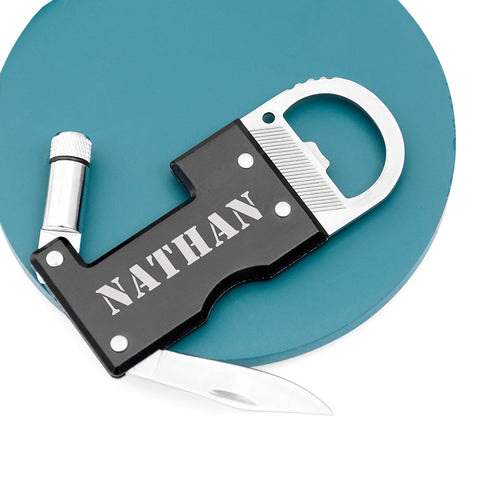 Personalised Multi-Tool Bottle Opener with LED Flashlight and Knife