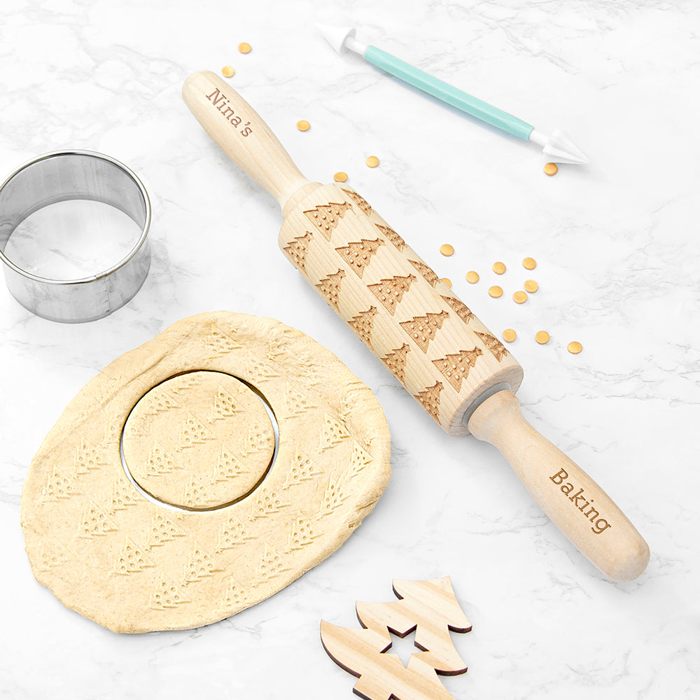 Personalised Kids Embossed Christmas Tree Rolling Pin | Christmas Gifts ...