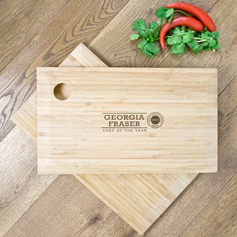 Personalised Chef of the Year Bamboo Chopping Board