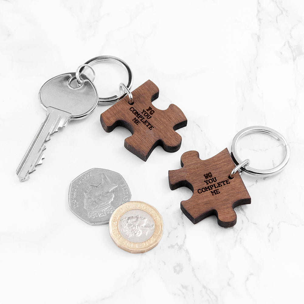 Personalised Couples You Complete Me Jigsaw Keyrings Set of Two